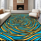 Abstract Swirl Yellow Blue Pattern Rug