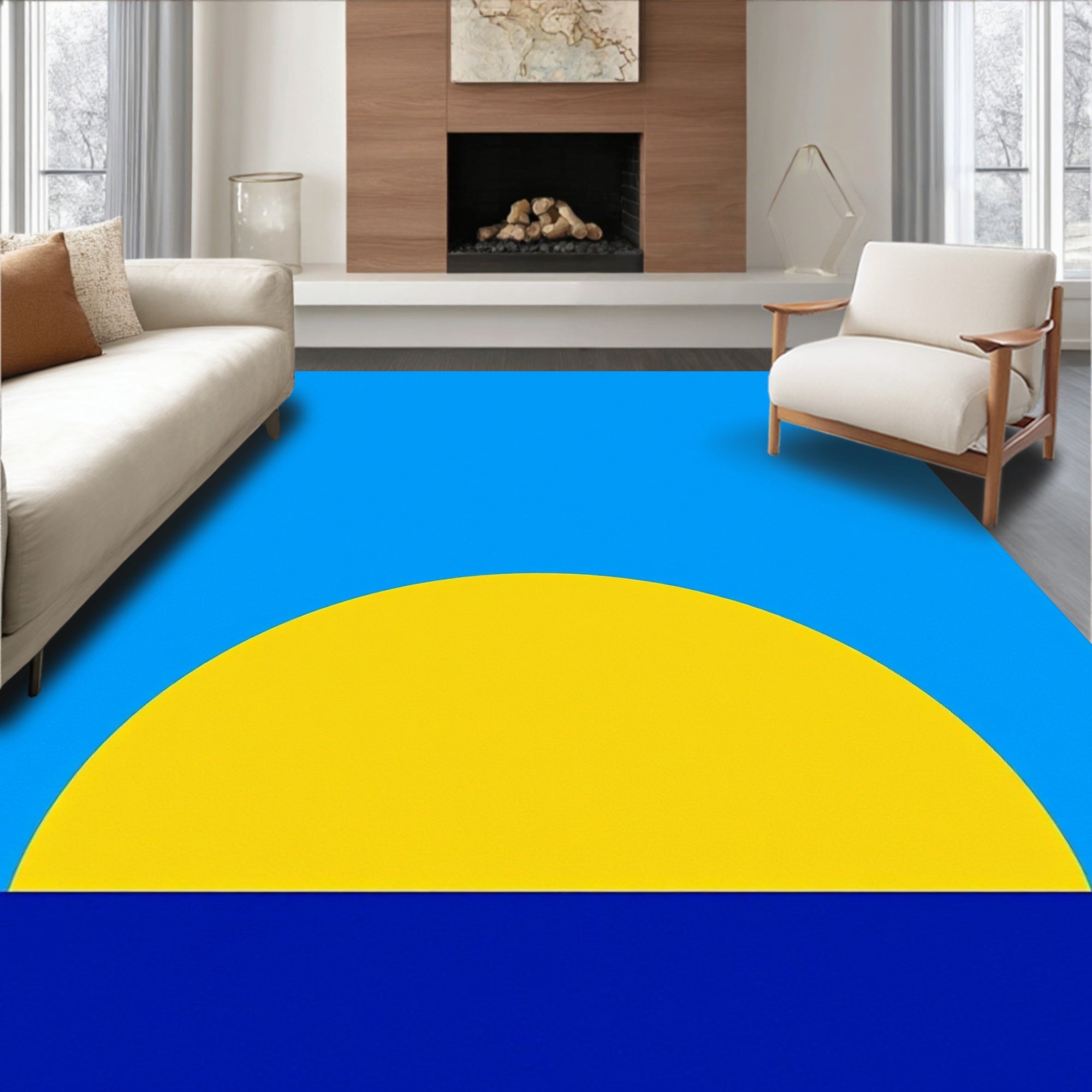 Bold Abstract Sun Setting Ocean Rug