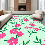 Pink Flower Branch Pattern Rug