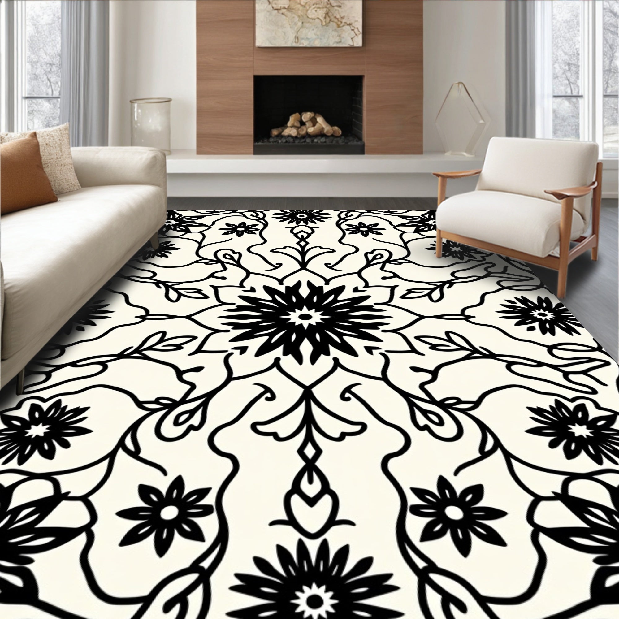Floral Scrollwork Pattern Rug