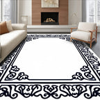 Intricate Floral Scrollwork Border Design Rug