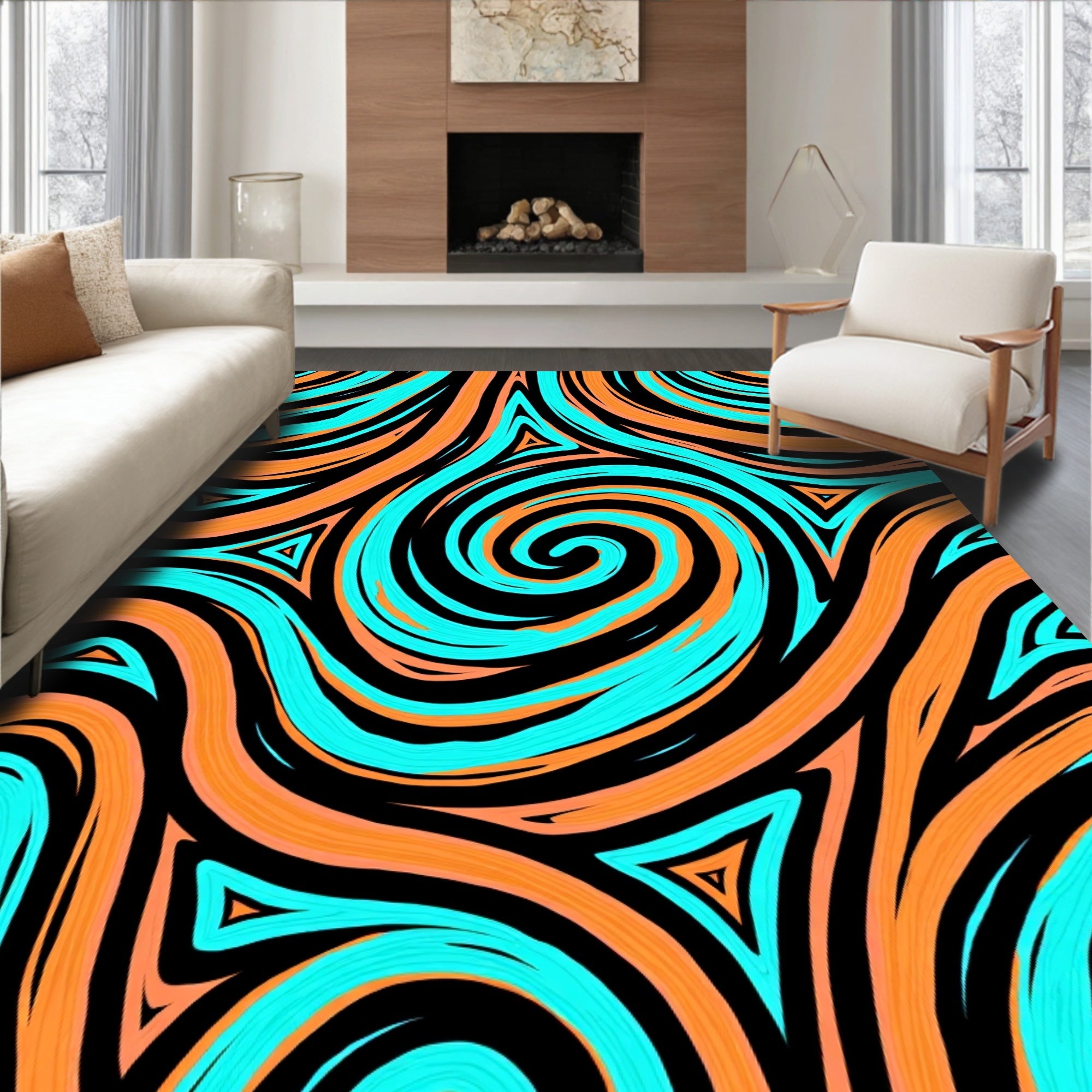 Vibrant Swirl Geometric Pattern Rug