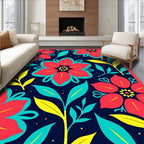 Bold Floral Design With Nature Motifs Rug
