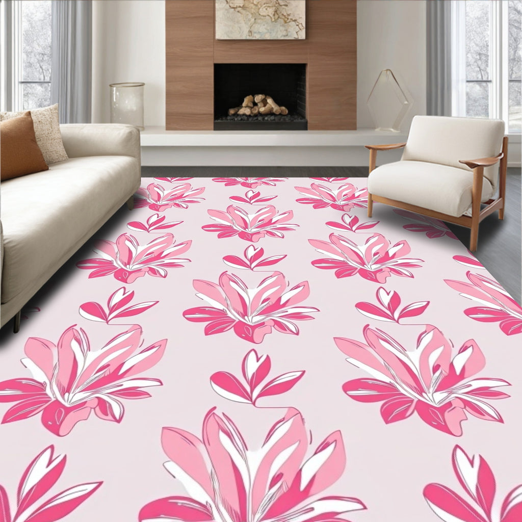 Bold Floral Pink Abstract Pattern Rug