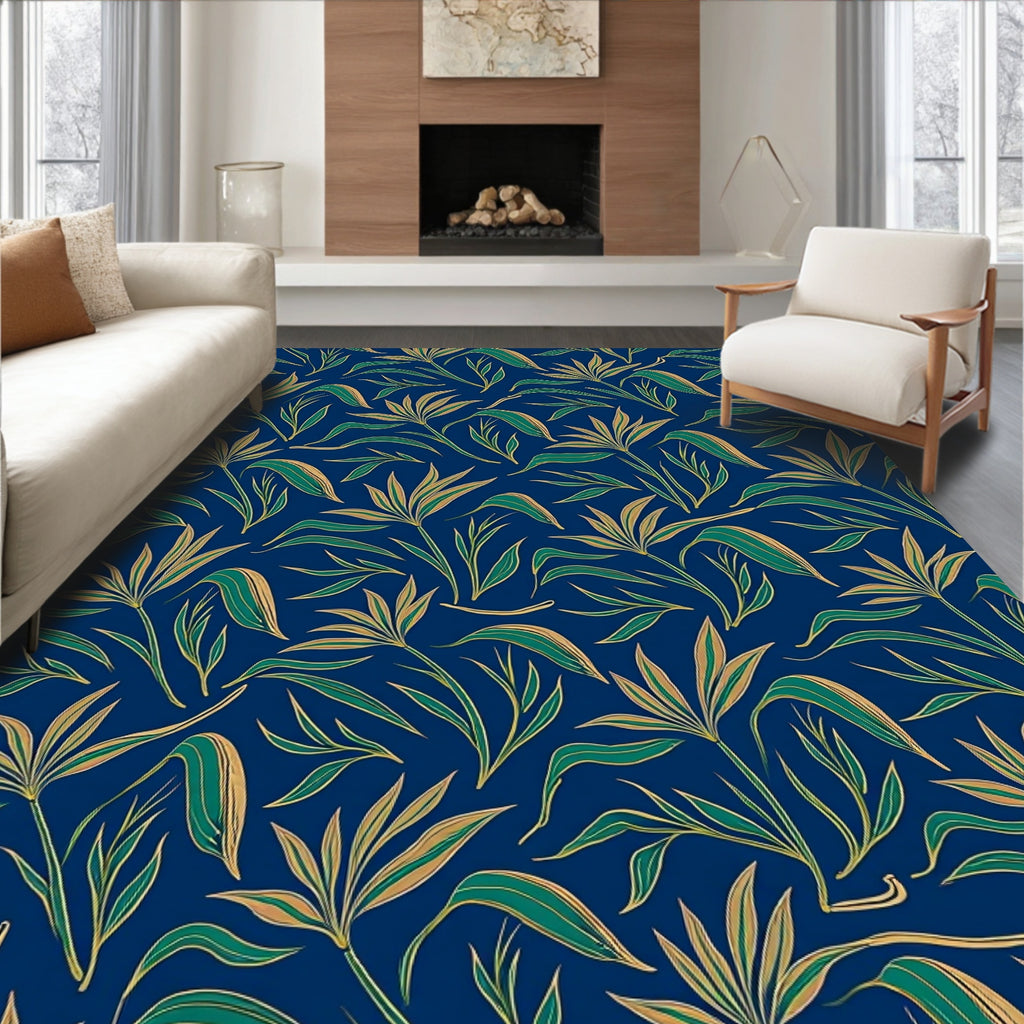 Botanical Foliage Leaf Pattern Design Rug