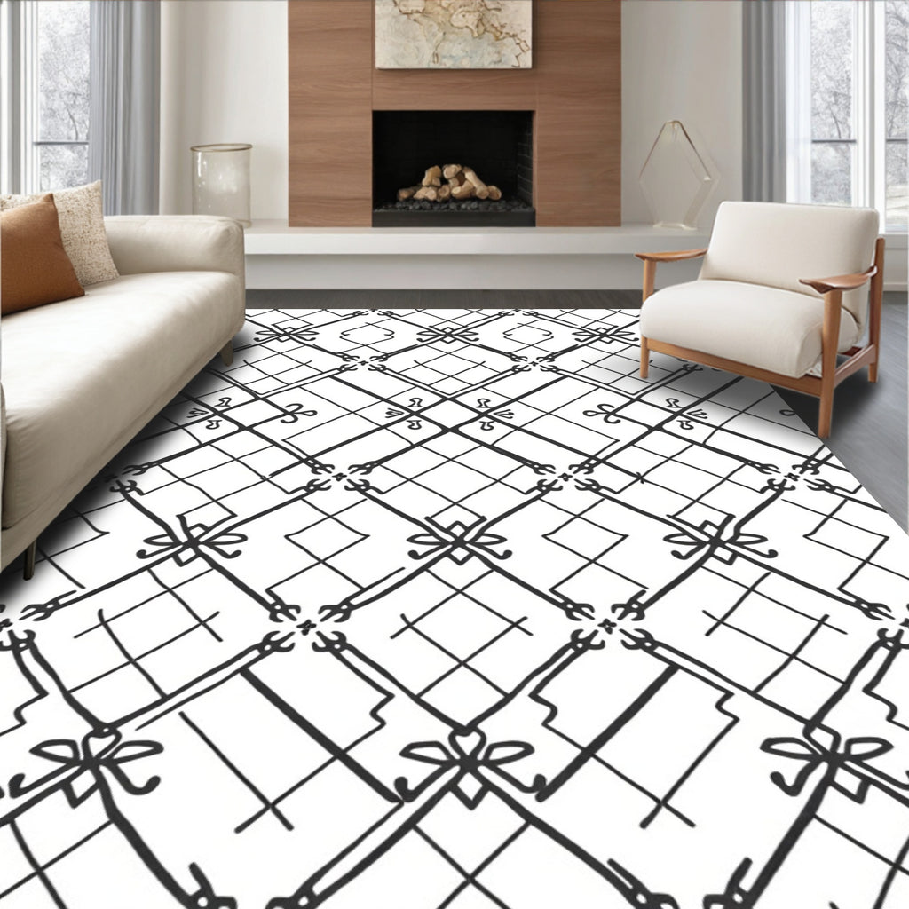 Hand Drawn Geometric Lattice Design Rug