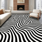 Black White Abstract Zebra Stripes Rug