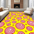 Red White Swirl Circles Pattern Rug