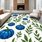 Blue Pumpkin Vine Pattern Rug