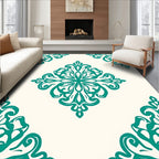 Classic Teal Floral Medallion Pattern Rug