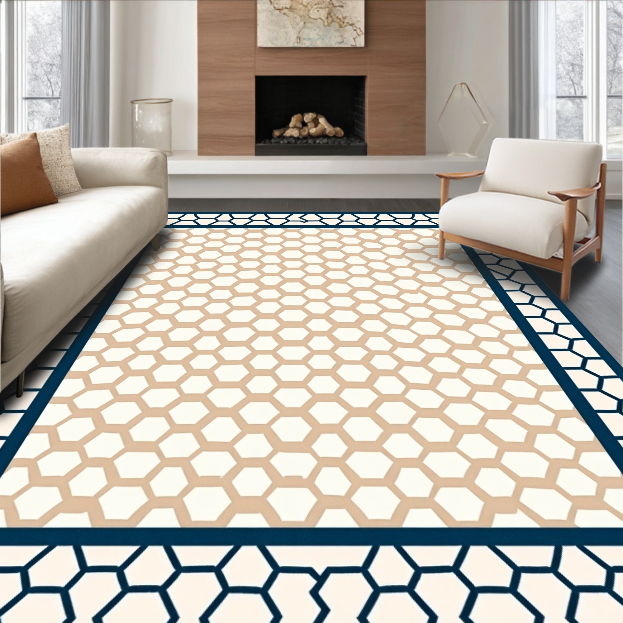 Modern Honeycomb Pattern Rug