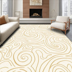 Cream Gold Swirl Abstract Pattern Rug