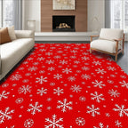 Winter Snowflake Pattern Red Rug