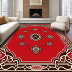 Lively Red Abstract Scrolling Floral Rug