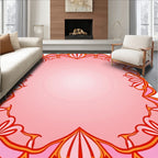 Vibrant Floral Swirls Pink Border Rug