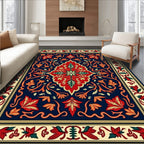 Rich Red Floral Vine Accent Rug