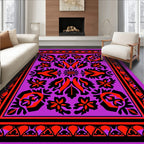 Vibrant Floral Bordered Medallion Pattern Rug