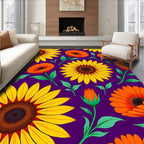 Vibrant Floral Pattern with Sunflowers Rug
