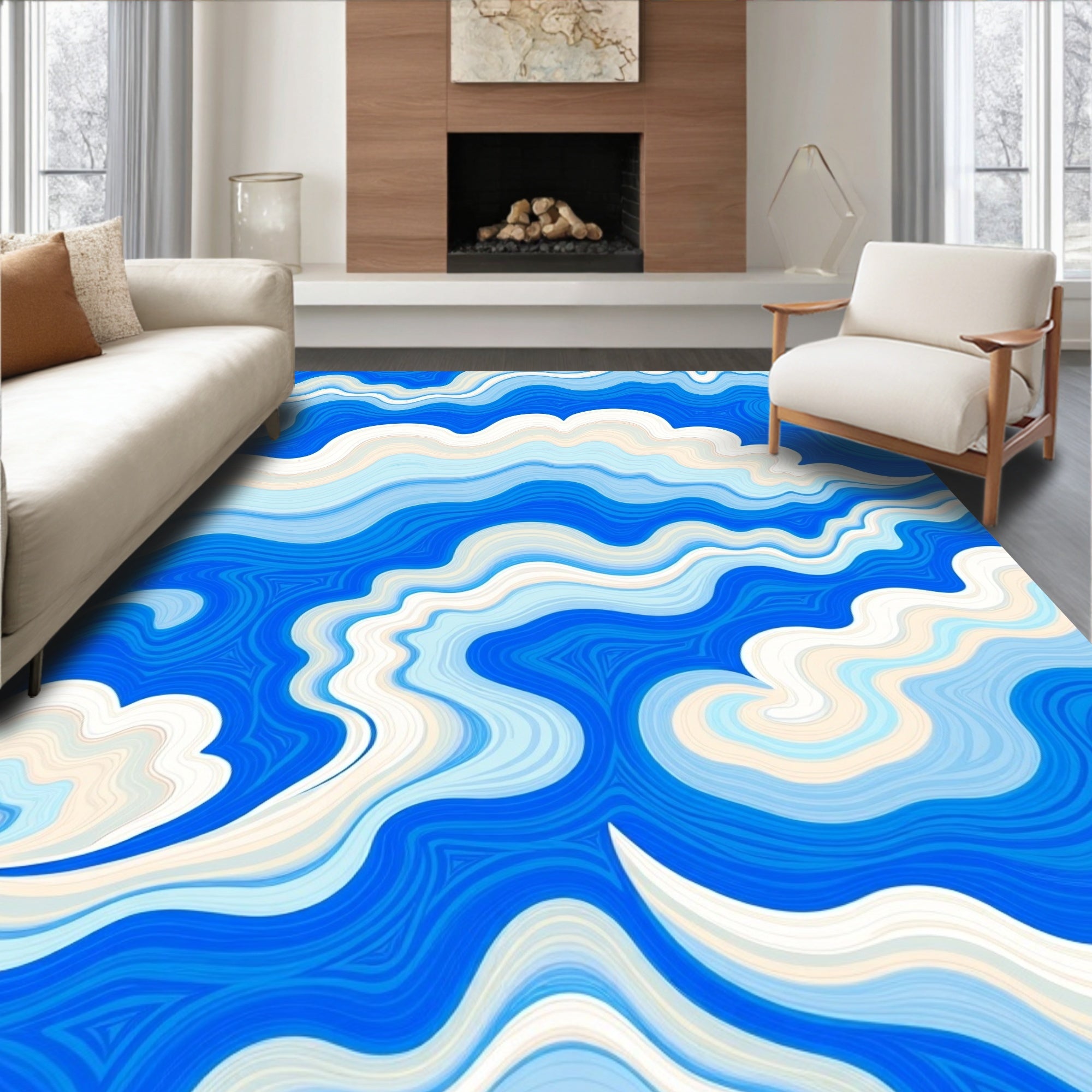 Ocean Wave Abstract Swirls Rug