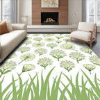 Pale Green Floral Pattern Design Rug