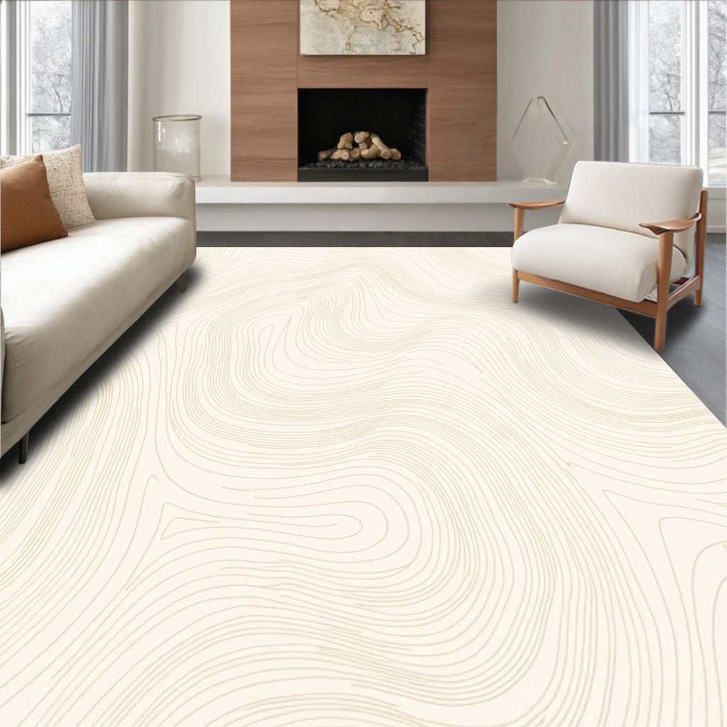 Cream Organic Contour Line Rug