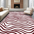 Maroon Organic Wavy Lines Rug