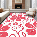 Charming Coral Floral Vine Pattern Rug