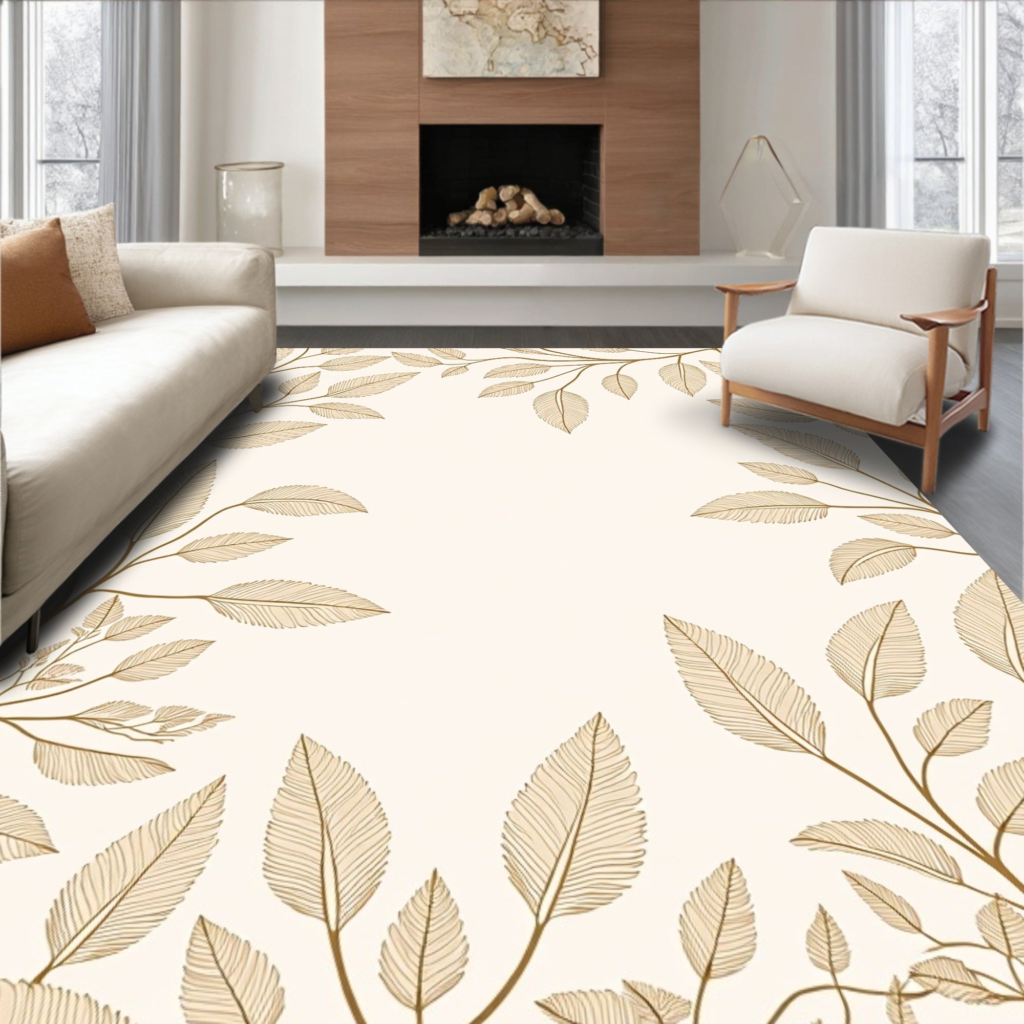 Elegant Leaf Vines Design Rug