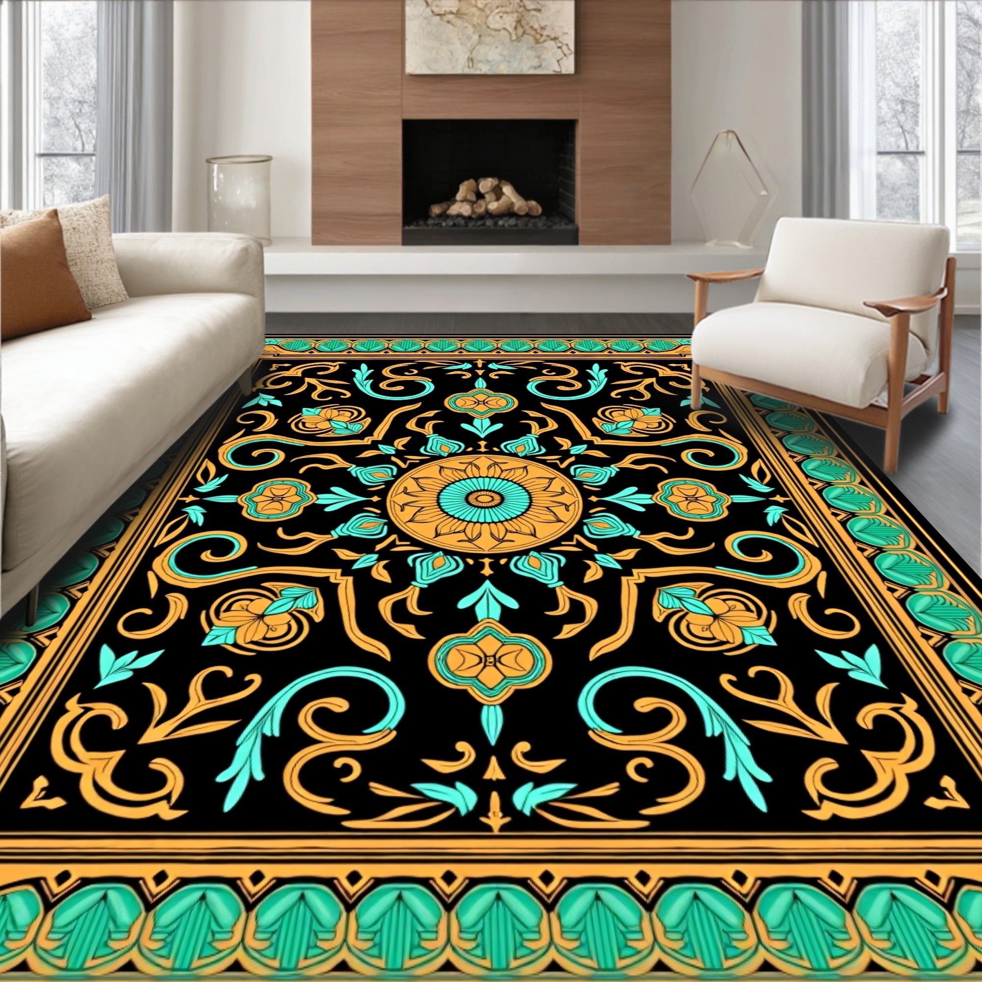 Radiant Floral Medallion Pattern Rug