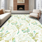 Soft Green Leafy Branch Pattern Rug