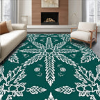 White Leaf Floral Symmetry Rug