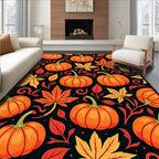 Autumn Pumpkin Leaf Pattern Design Rug