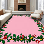 Crimson Berry Vine Border Rug