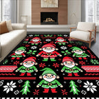 Whimsical Christmas Gnomes Festive Foliage Rug