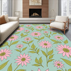 Pink Daisy Floral Pattern Rug