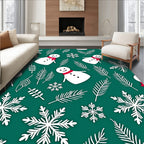 Festive Snowman Snowflake Print Rug