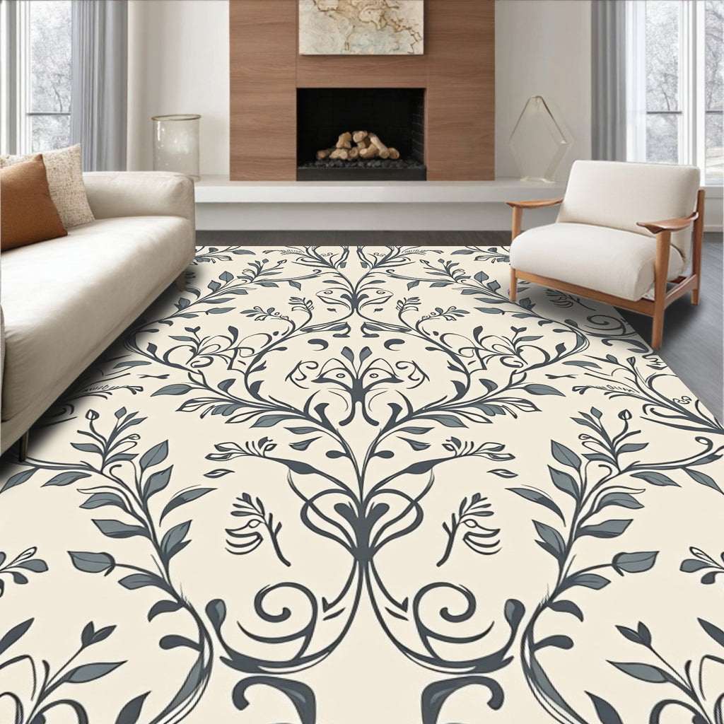 Ornate Floral Swirls Pattern Rug