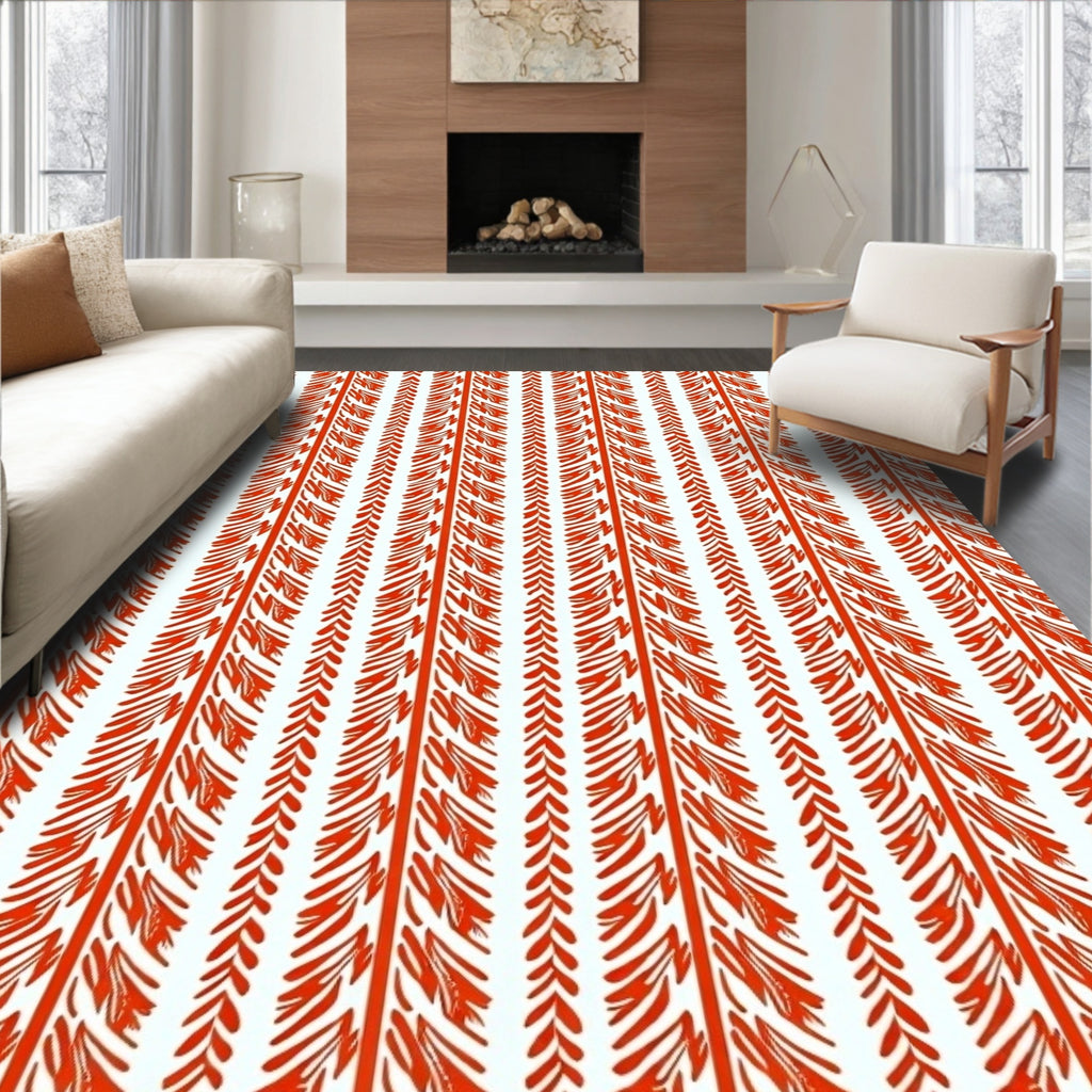 Vertical Textured Feather Pattern Rug