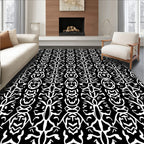 Black White Abstract Tribal Pattern Rug