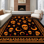 Orange Skull And Moon Pattern Rug