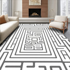 Modern Abstract Maze Line Art Rug