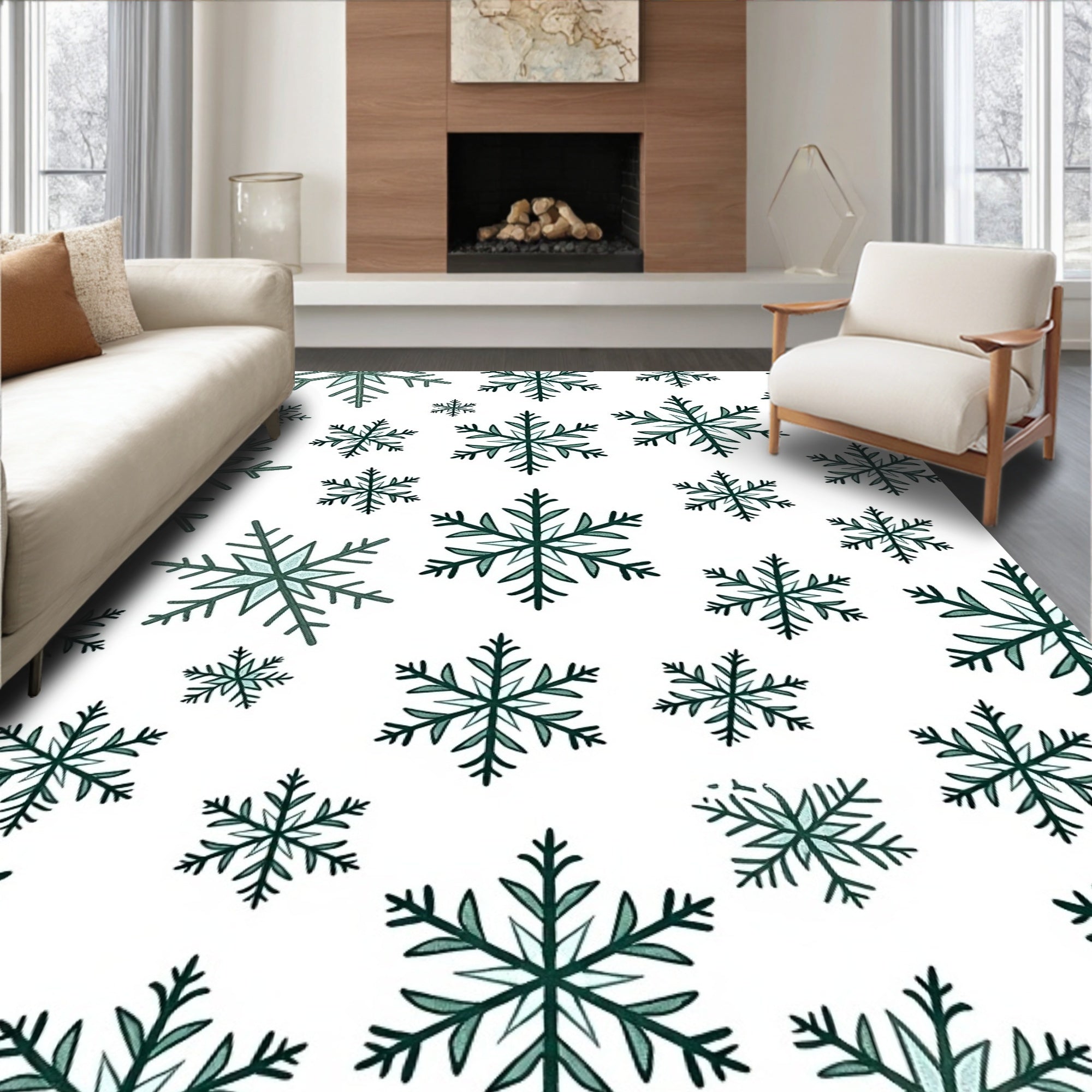 Winter Snowflake Pattern Design Rug