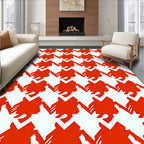 Orange Houndstooth Pattern Rug