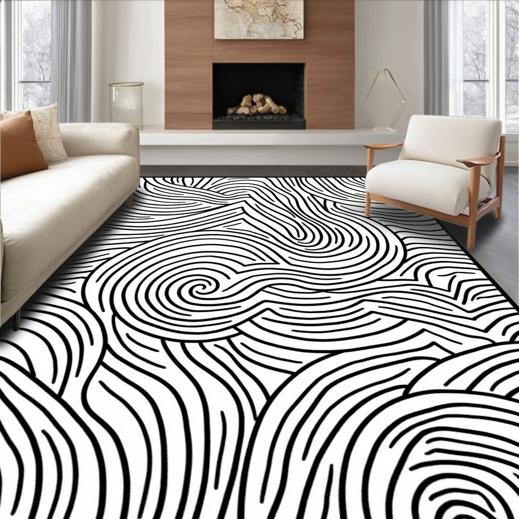 Whimsical Swirl Landscape Pattern Rug