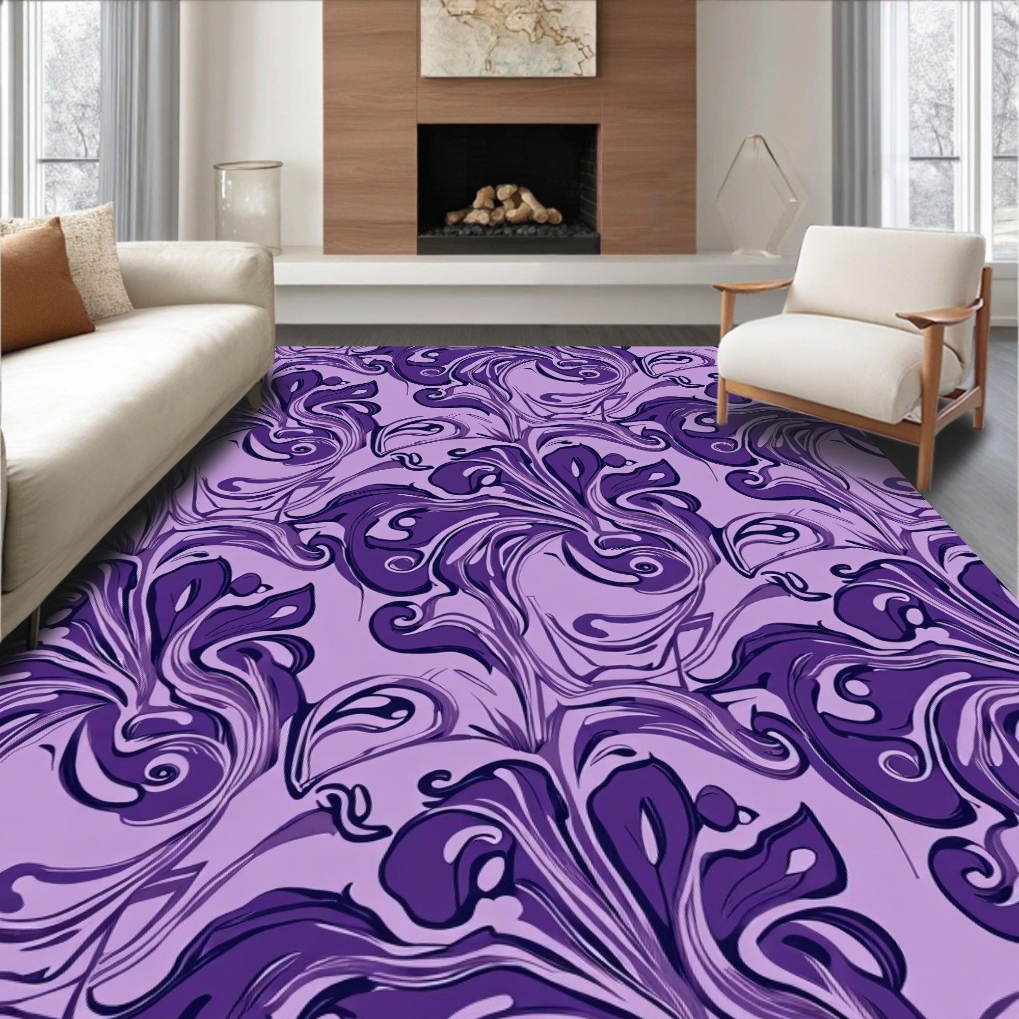 Art Nouveau Floral Swirl Design Rug
