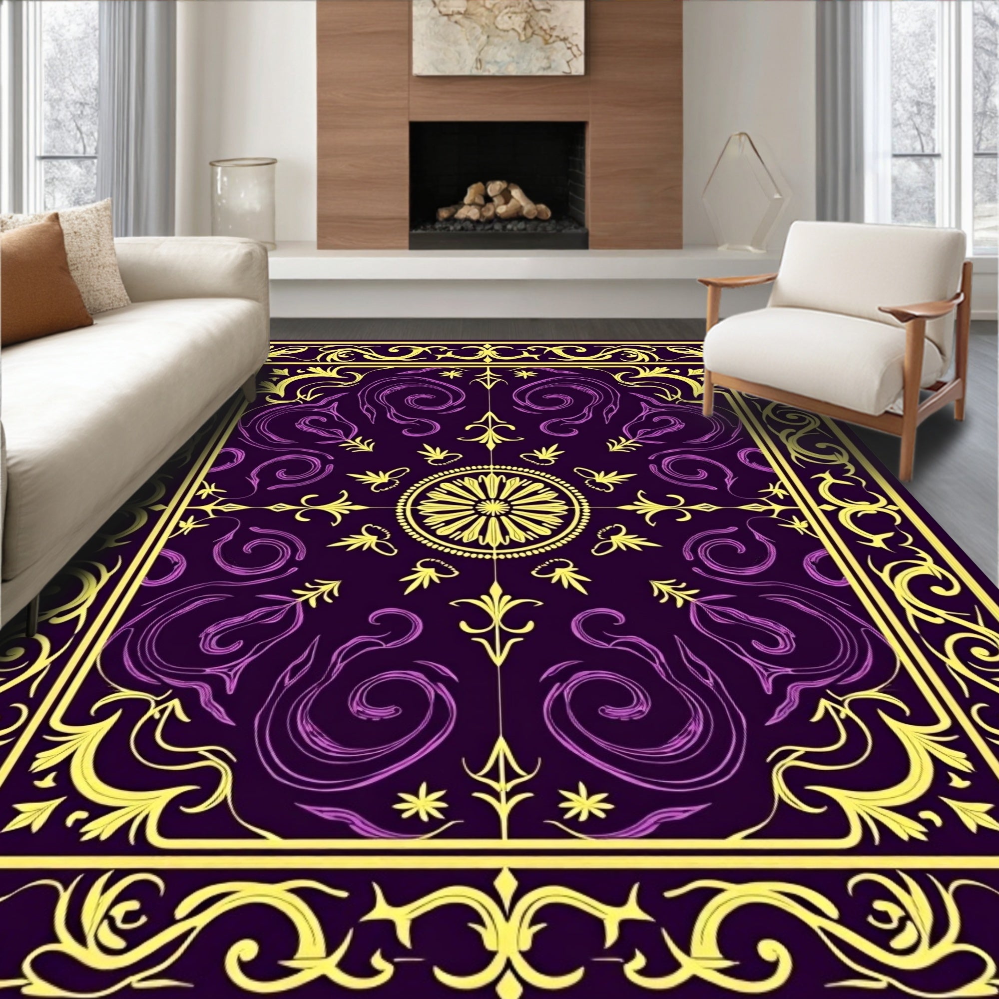 Regal Floral Swirls Pattern Rug