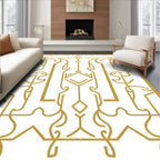 Golden Art Deco Inspired Geometric Line Art Rug