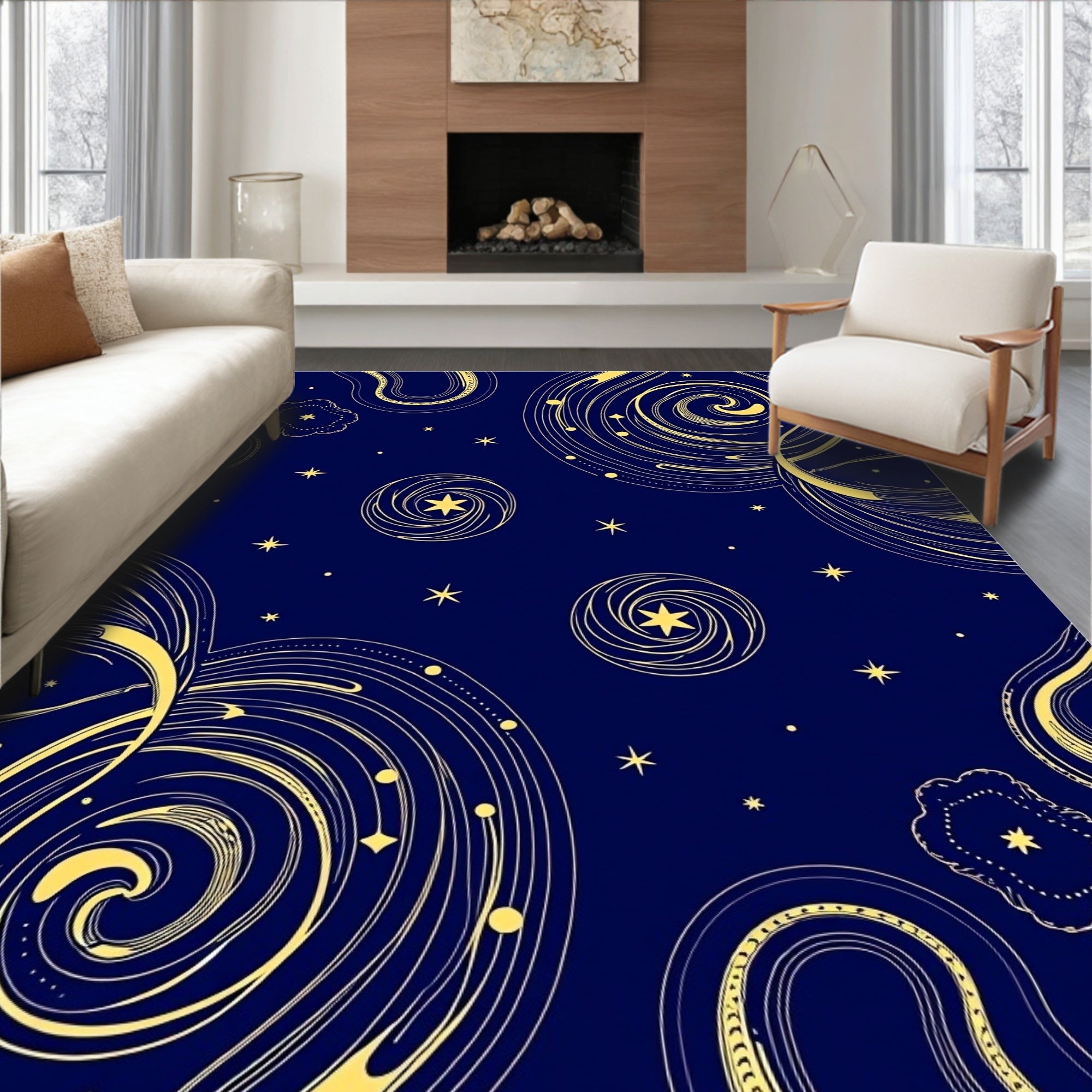 Cosmic Swirls Starry Sky Pattern Rug