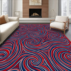 Red Blue Swirling Abstract Pattern Rug
