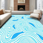 Blue Fish Flowing Wave Pattern Rug